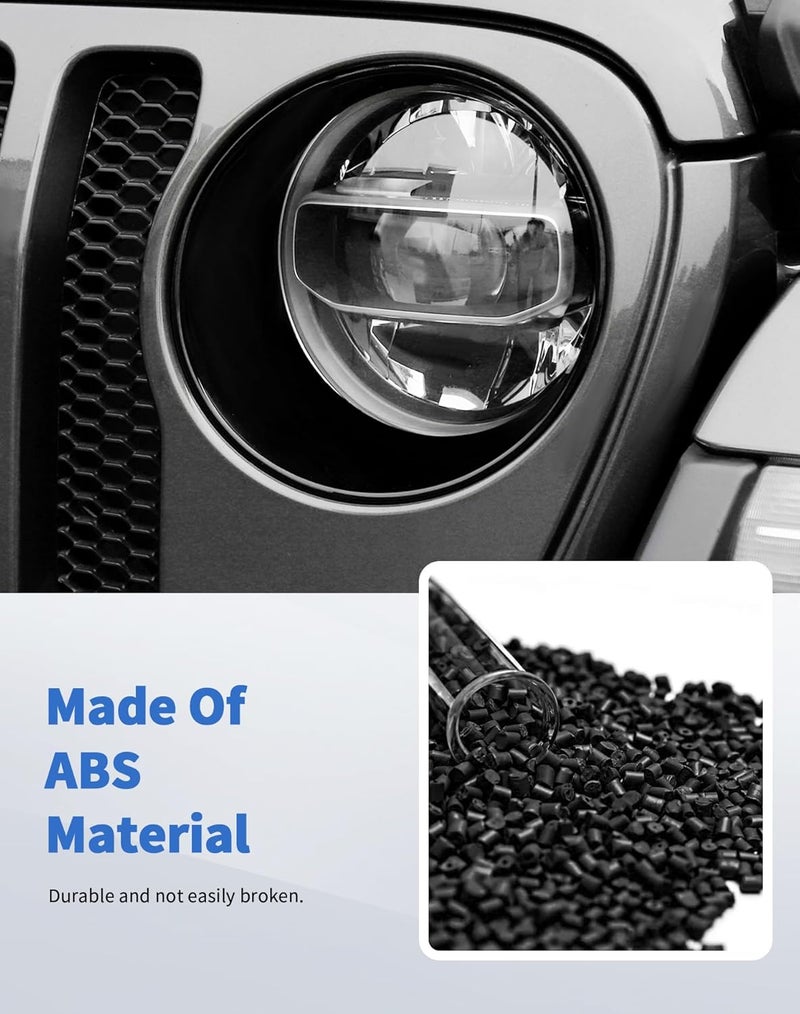 DSWSQ Headlight Trim Cover for 2018-2024 + Jeep Wrangler JL Gladiator JT Front Headlight Frame Trim Cover Bezels Decor Headlamp Garnish Ring Surround Cover Trim Exterior Accessories - Image 2